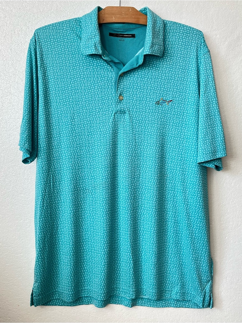 Greg Norman MENS SIZE XL Golf Polo Shirt Pima/Polyester Teal